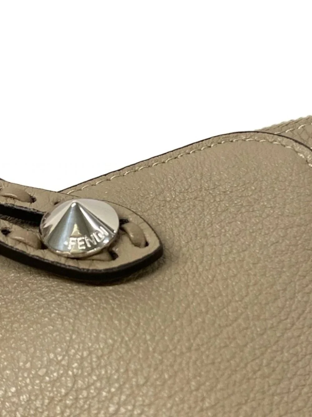 FENDI By the Way Celeria Medium 8BL155 Gray Beige Calf Leather Handbag